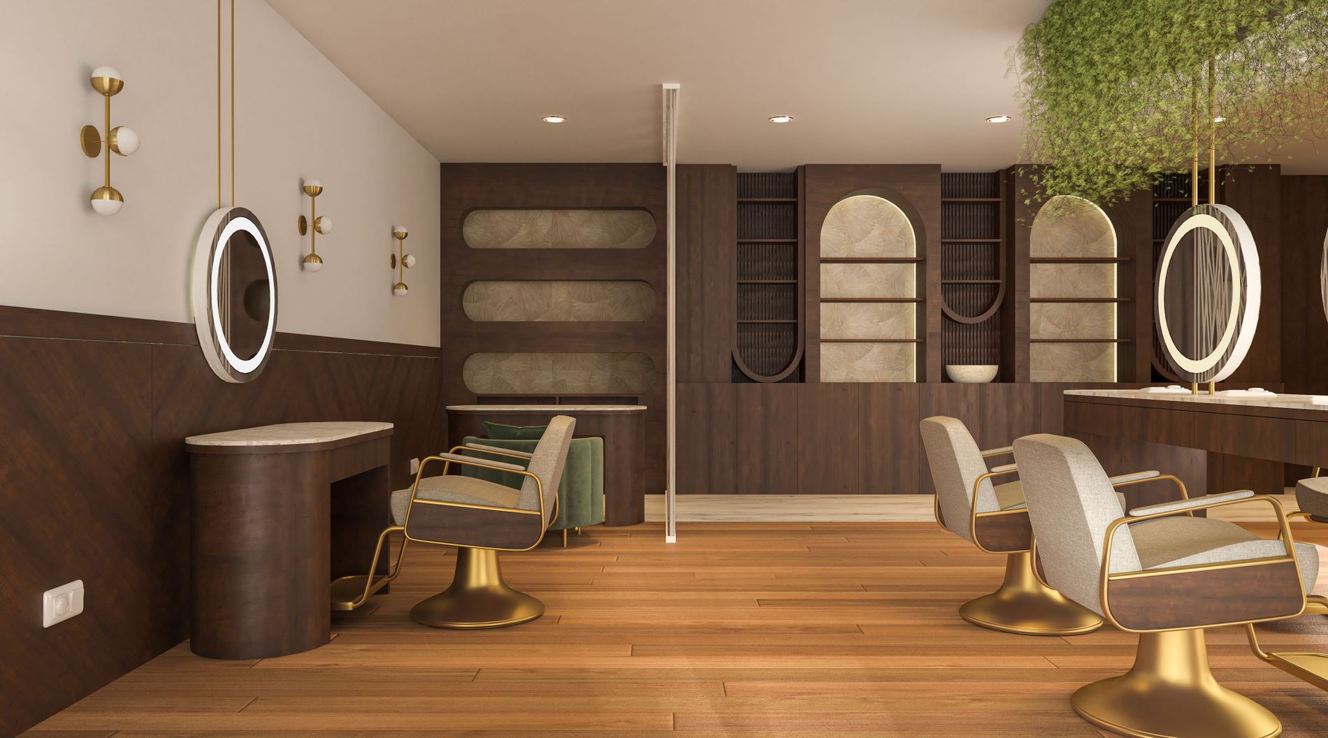 A warm, modern beauty salon interior